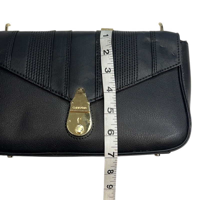 Calvin Klein Black Linear Quilted Leather Crossbody Bag, Gold Hardware, NWT