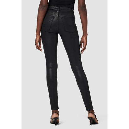 Hudson Barbara High-Rise Coated Super Skinny Jean Black Noir