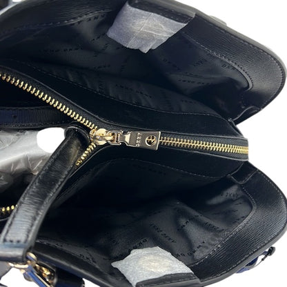 DKNY Black Leather “Bobi” Satchel Bag w/ Blue Keyring, Removable Strap, NWT!