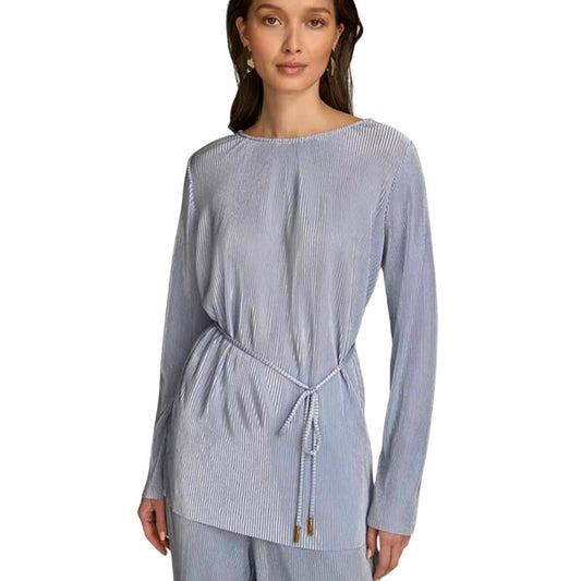 Donna Karan New York Women's Plisse Tie-Waist Top in Glacial Blue