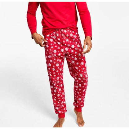 Family Pajamas Matching Men's Snowflake Candy Red Pajama Set