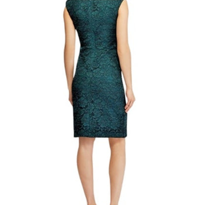 Ralph Lauren Dark Fern Green "Cithya" Dress w/ Lace Overlay, Cap Sleeves, NWT