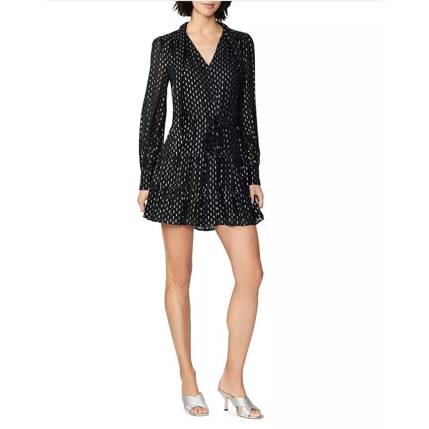 PAIGE Women's  Cleobelle Metallic Mini Dress in Black Silver