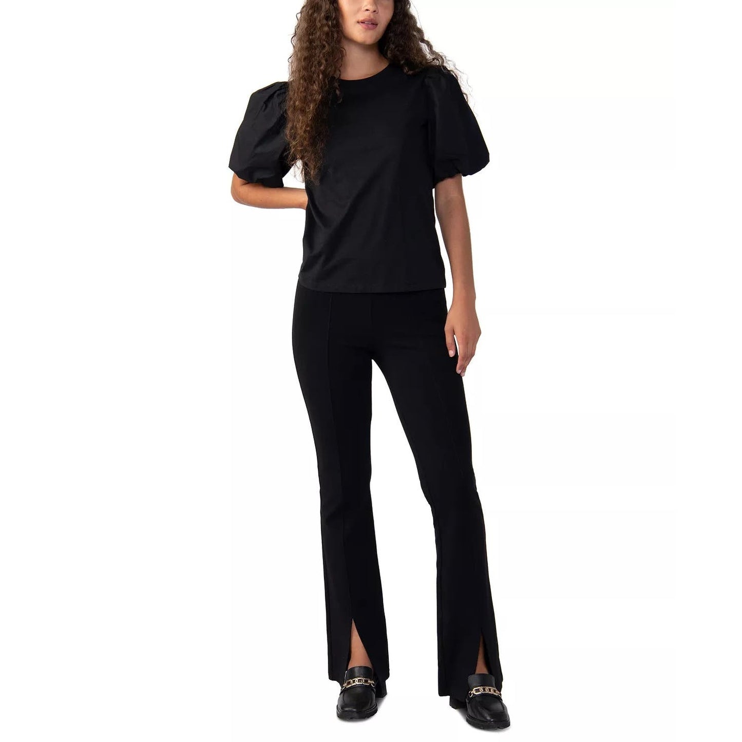 SANCTUARY Women's Dream State Cotton Puff-Sleeve Tee Black, Size Small