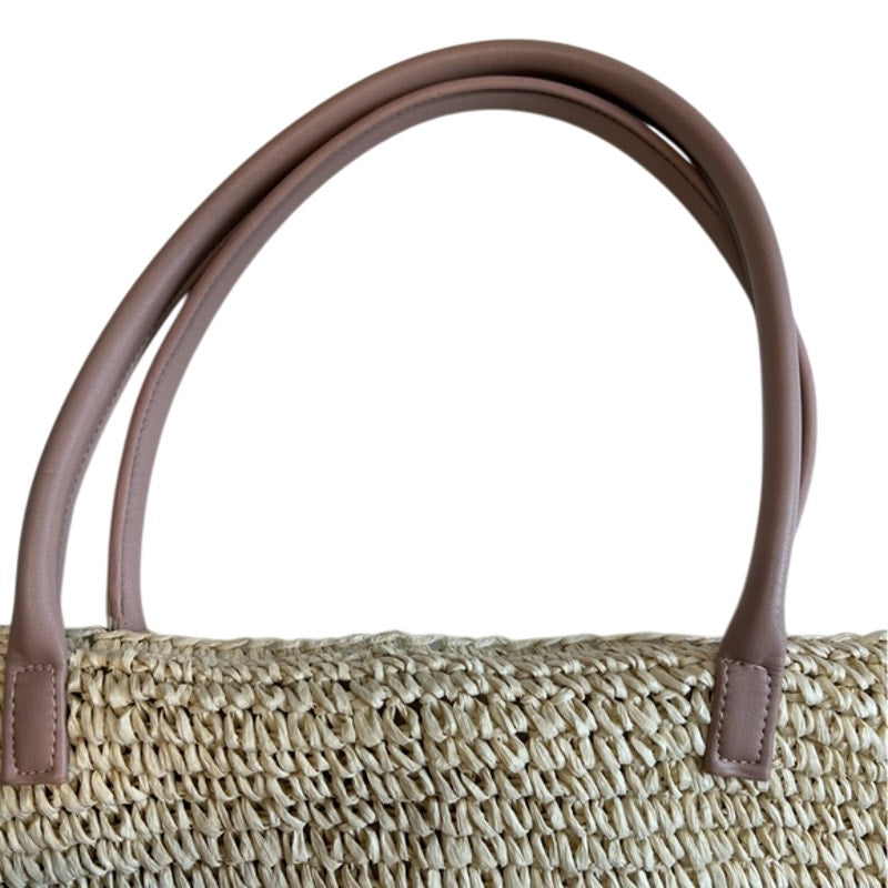 AQUA Extra-Large Woven Tote In Natural