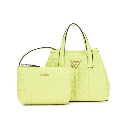 Guess Women's Metallic "Latona" Mini Tote Bag in Chartreuse Green