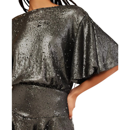 Free People Women's Manuka Sequin Flutter-Sleeve Mini Dress in Gunmetal