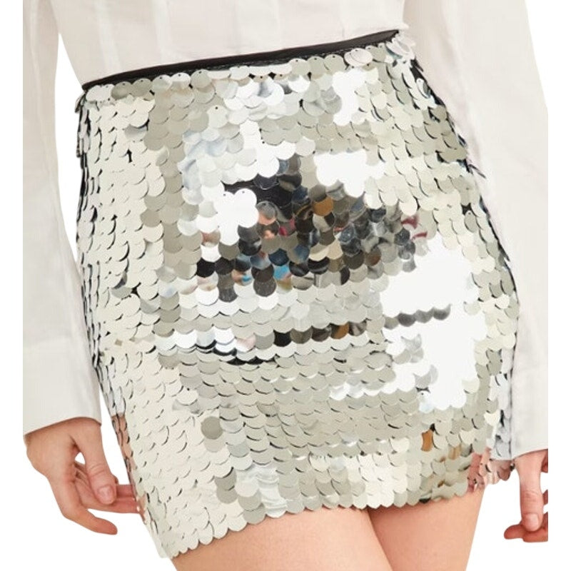 Marciano by GUESS Women's Silver Sequin Miley Mini Skirt in Black