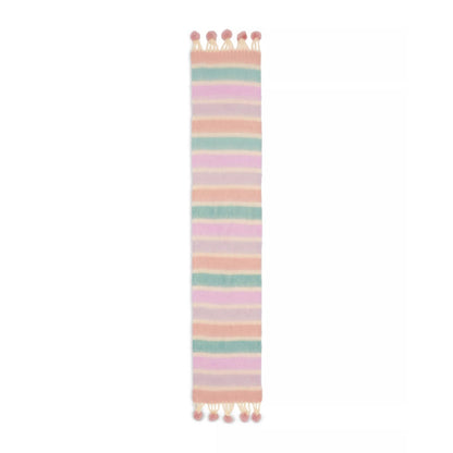 AQUA Pom Pom Tassel Scarf Pink Multi Stripe