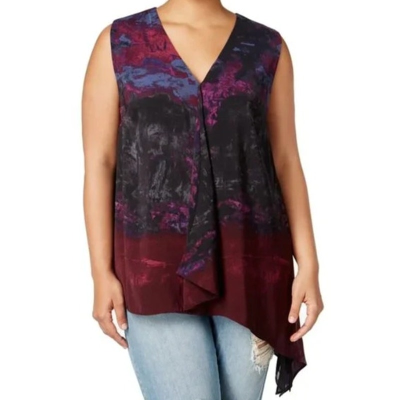 RACHEL ROY Women's Plus Sleeveless Layer Mulberry Tank, 2X