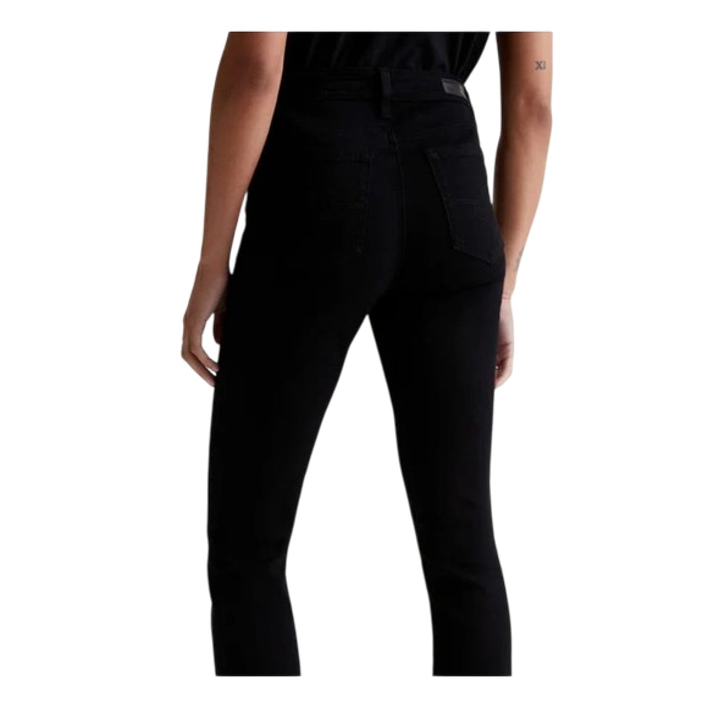 Ag Jeans Mari Extended VELVET HIGH-RISE SLIM STRAIGHT SUPER BLACK, 27