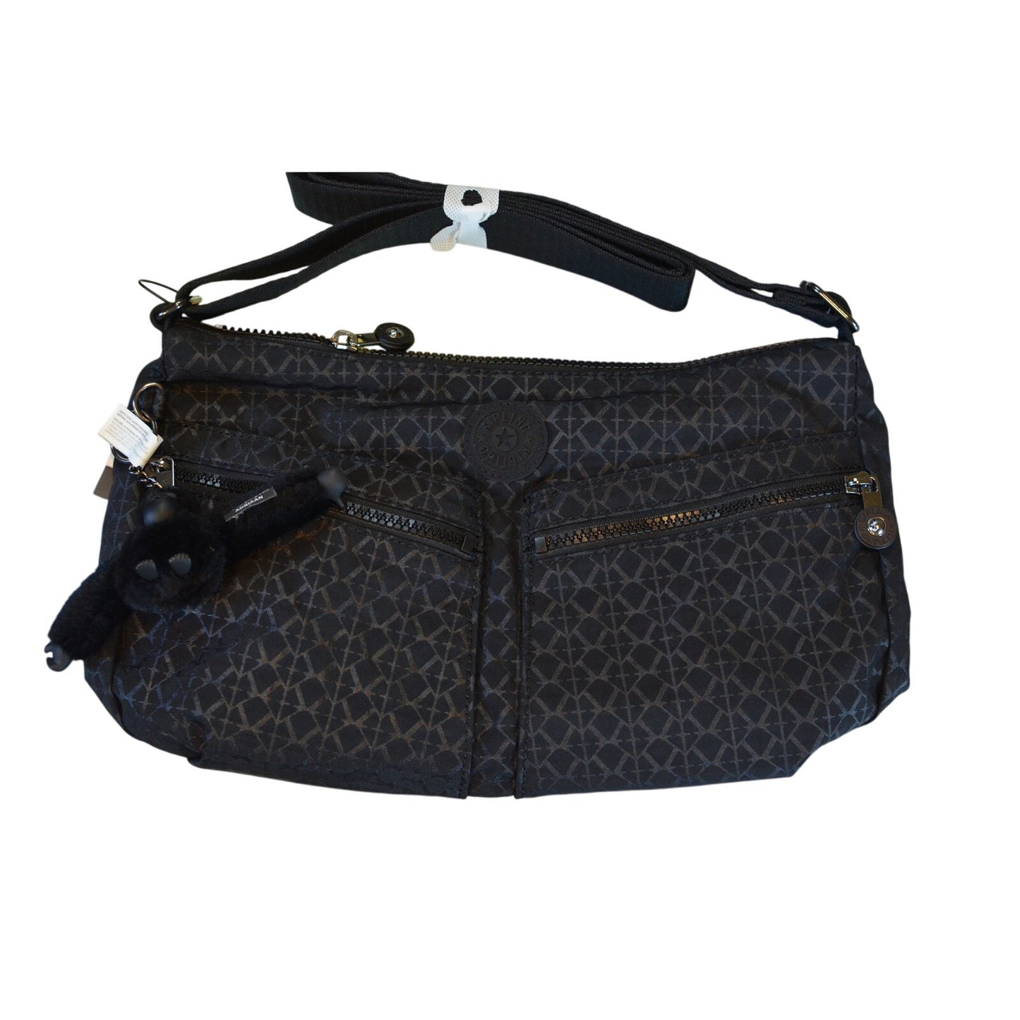 Kipling "Izellah" Medium Across Body Shoulder Bag in Signature Emblem Black