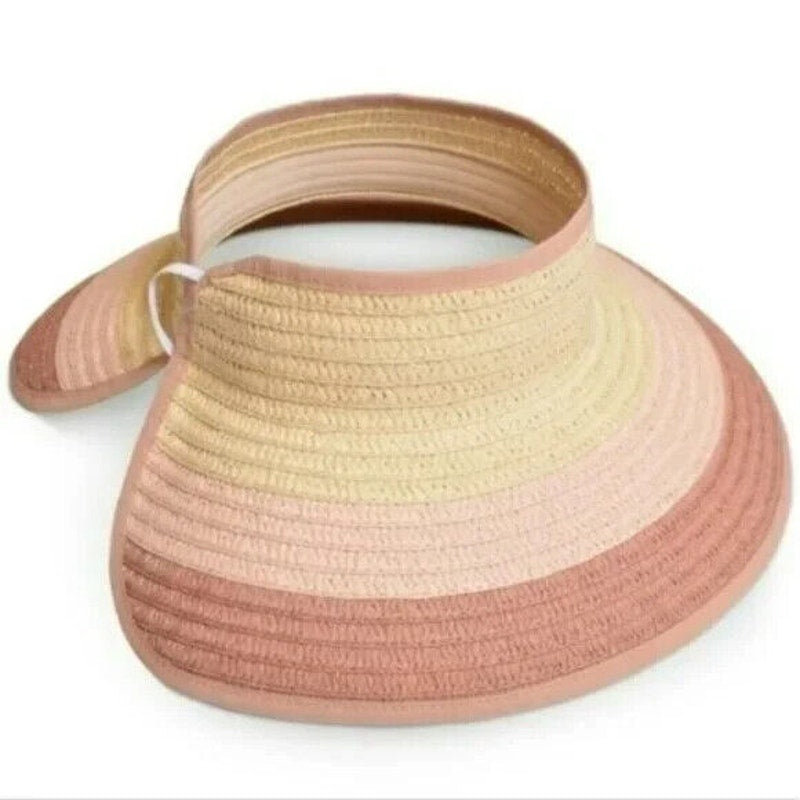 INC International Concepts Pink & Tan Woven Sun Hat, Adjustable, NWT!!