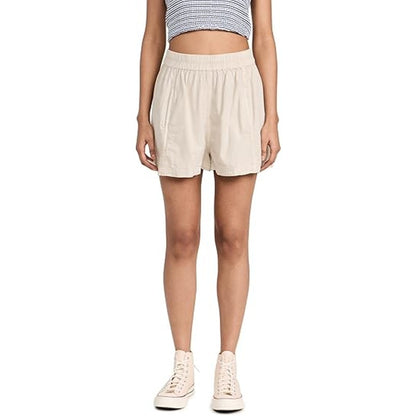 Free People Women's Get Free Poplin Tan Pull On Shorts