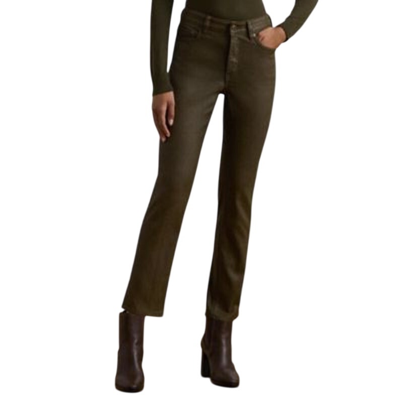 Ralph Lauren Women's Coated High-Rise Straight Leg Jeans in Botanic Green