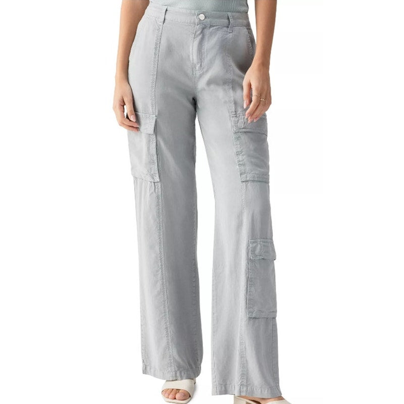 Sanctuary Women's "Doheny" High-Rise Wide-Leg Cargo Pants in Eucalyptus Blue