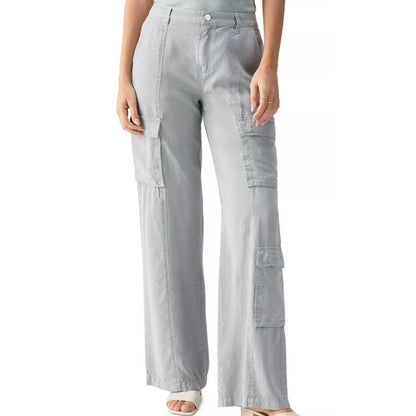 Sanctuary Women's "Doheny" High-Rise Wide-Leg Cargo Pants in Eucalyptus Blue