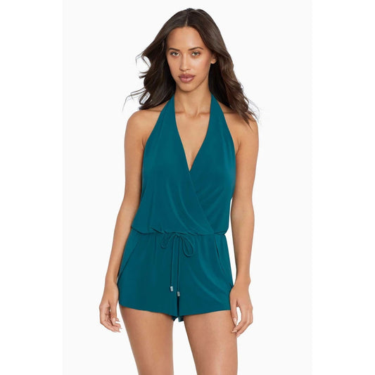 Magicsuit  Bianca Romper Woment One Piece Swimsuit in Palm Green