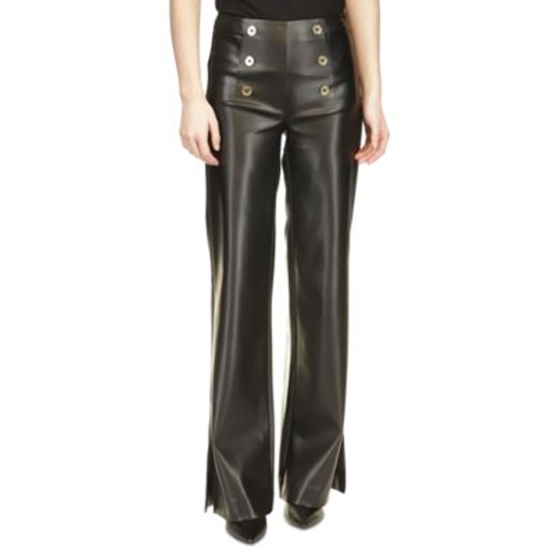 Michael Kors Women's Faux-Leather Sailor Pants in Black
