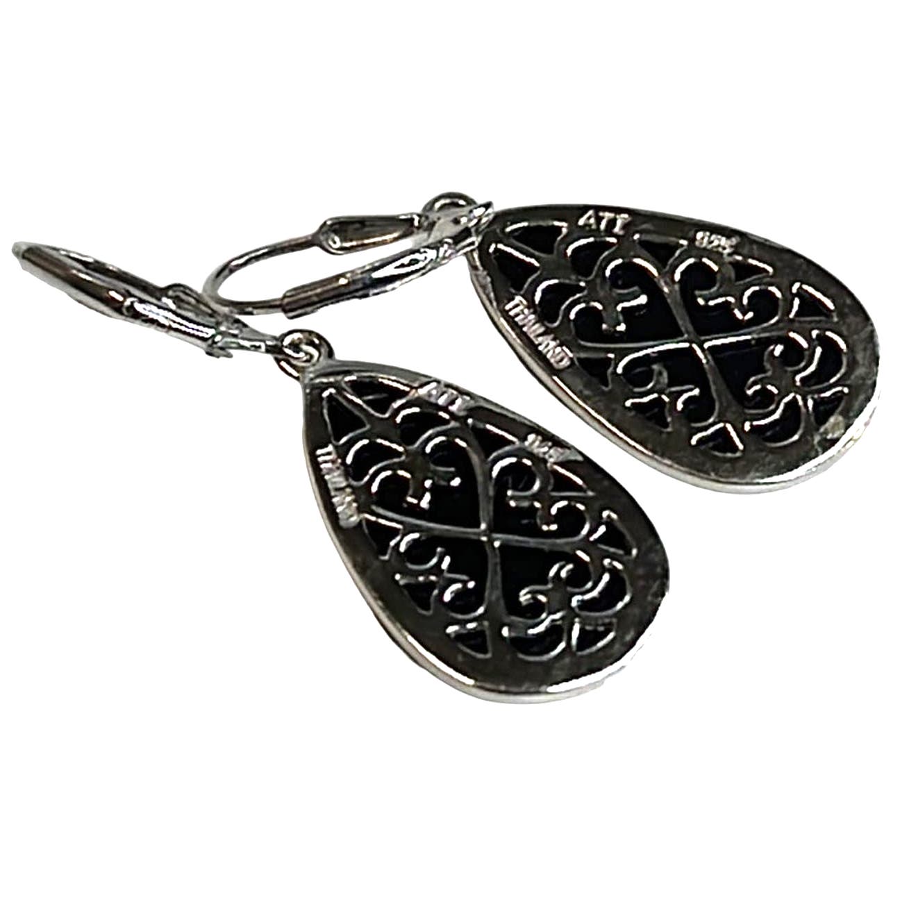 R. H. Macy Sterling Silver & Black Agate Teardrop Earrings