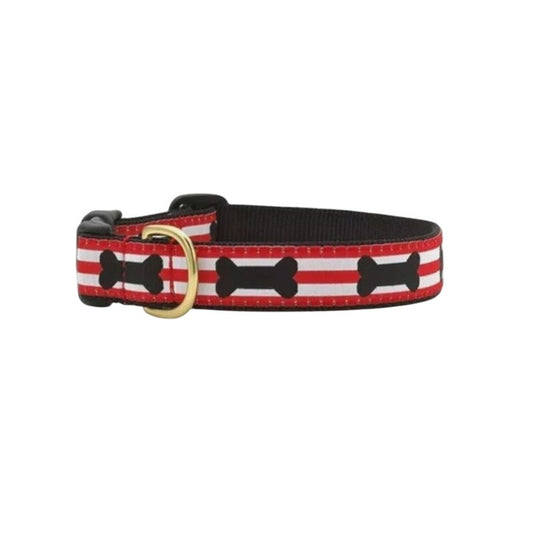 Up Country Red, Black, White Dog Bone Collar