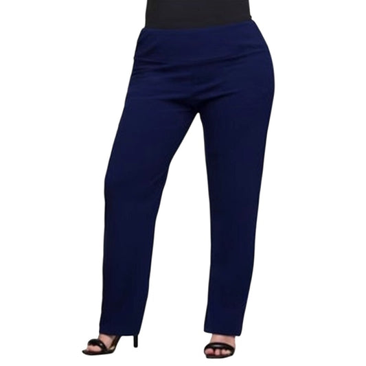 24seven Comfort Apparel Women's Plus Size Stretch Pants in Navy Blue