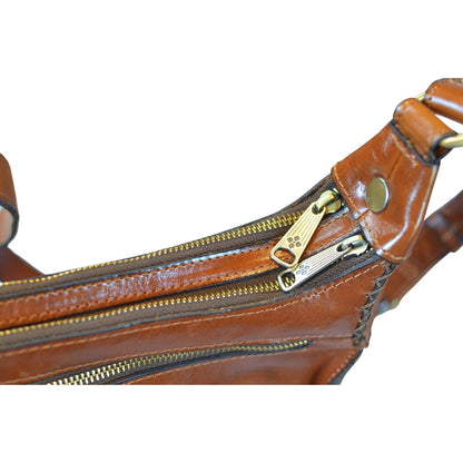 Patricia Nash "Camila" Leather Crossbody in Cognac Brown