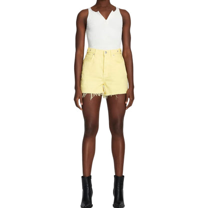 7 For All Mankind Women's Yellow Easy Ruby Denim Shorts In Banana