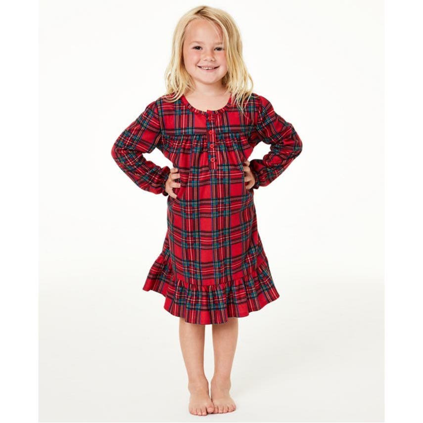 FAMILY PAJAMAS Matching Kids Brinkley Plaid Nightgown, Size S (6-7)