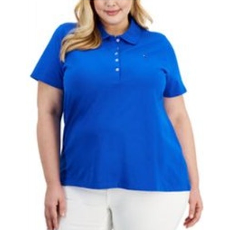 Tommy Hilfiger Plus Size Short Sleeve Polo Shirt in Cerulean Blue