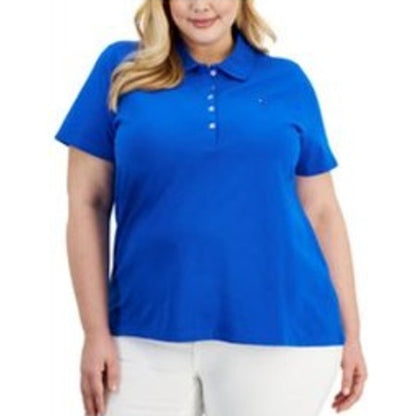 Tommy Hilfiger Plus Size Short Sleeve Polo Shirt in Cerulean Blue