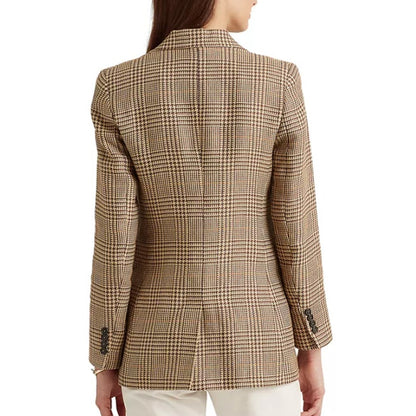 Ralph Lauren Women’s Brown Tan Houndstooth Blazer