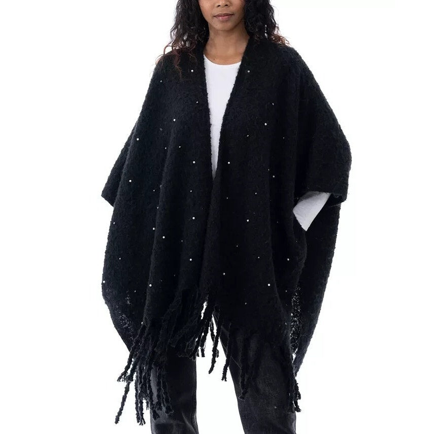 I.N.C. International Concepts Embellished Wrap Sweater Women's One Size Black