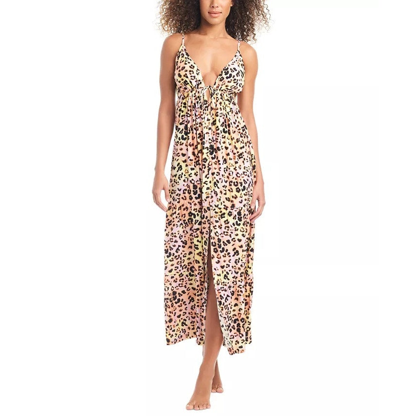 Bar III Women's Animal-Print Swim Cover-Up Maxi Dress Multicolor