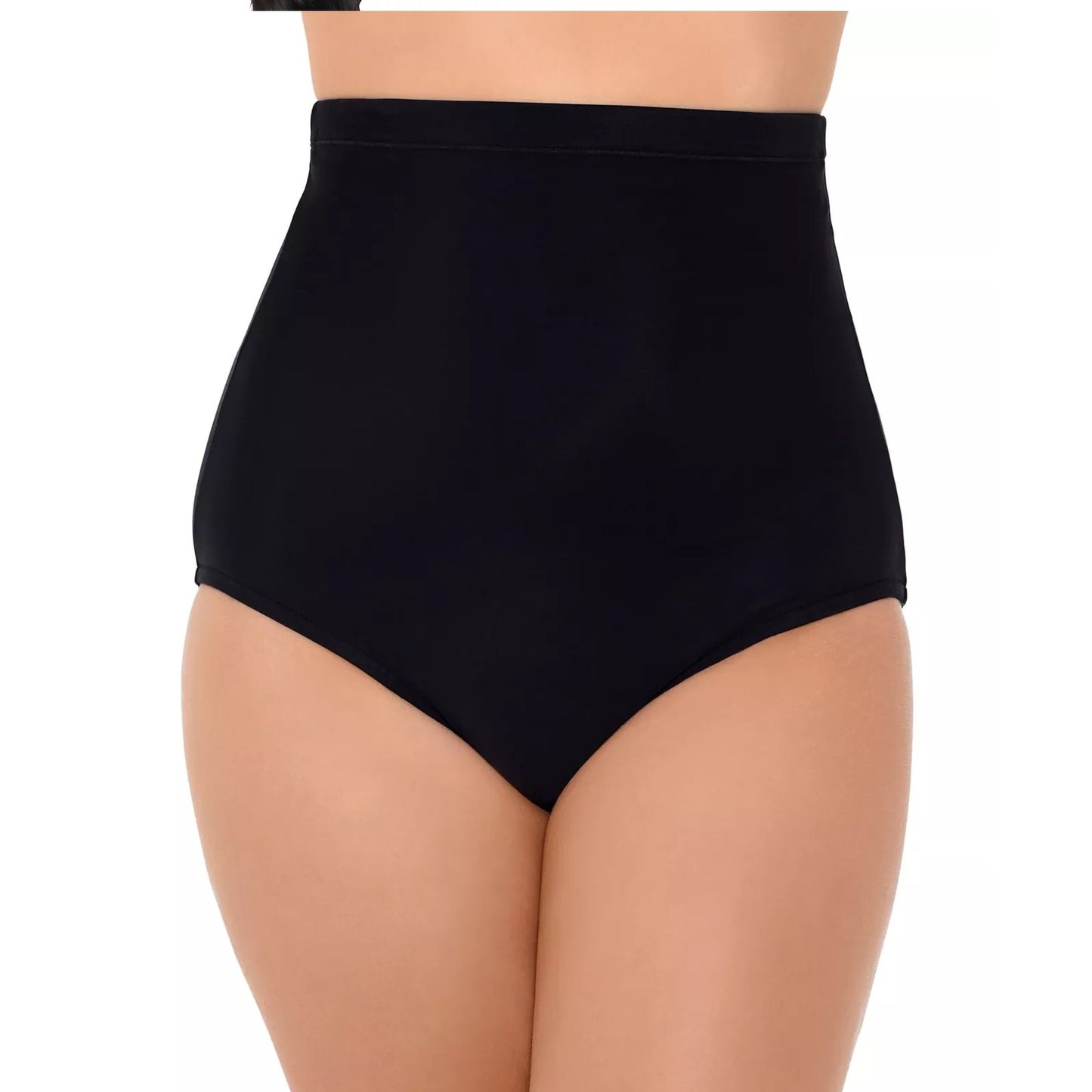 Swim Solutions Swimsuit, Solid High-Waist Swim Brief In Black