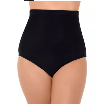 Swim Solutions Swimsuit, Solid High-Waist Swim Brief In Black