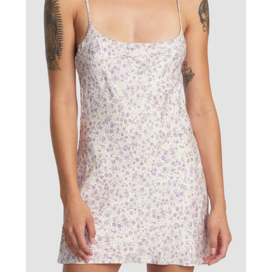 RVCA Juniors "Macarthur" Spaghetti Strap Mini Dress, Purple & Pink Floral, Large