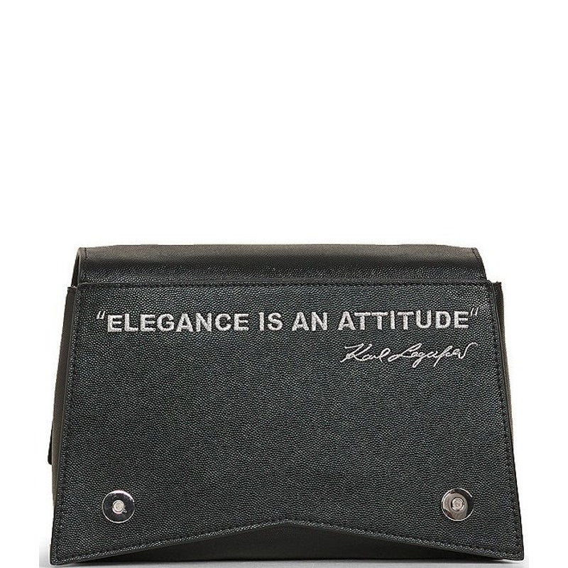 KARL LAGERFELD PARIS Tropez Small Leather Satchel in Black