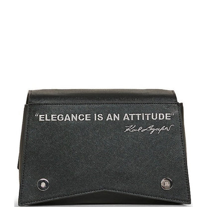 KARL LAGERFELD PARIS Tropez Small Leather Satchel in Black