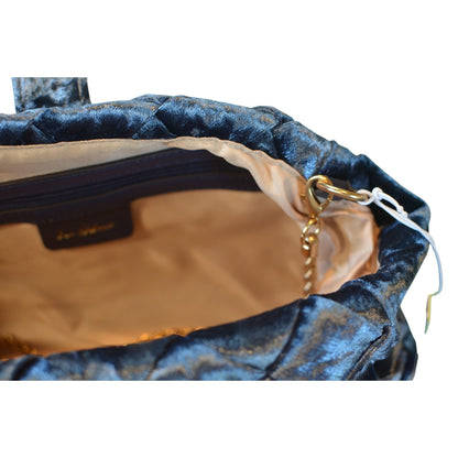 Sam Edelman "Brit" Frame Velvet Clutch in Jewel Blue