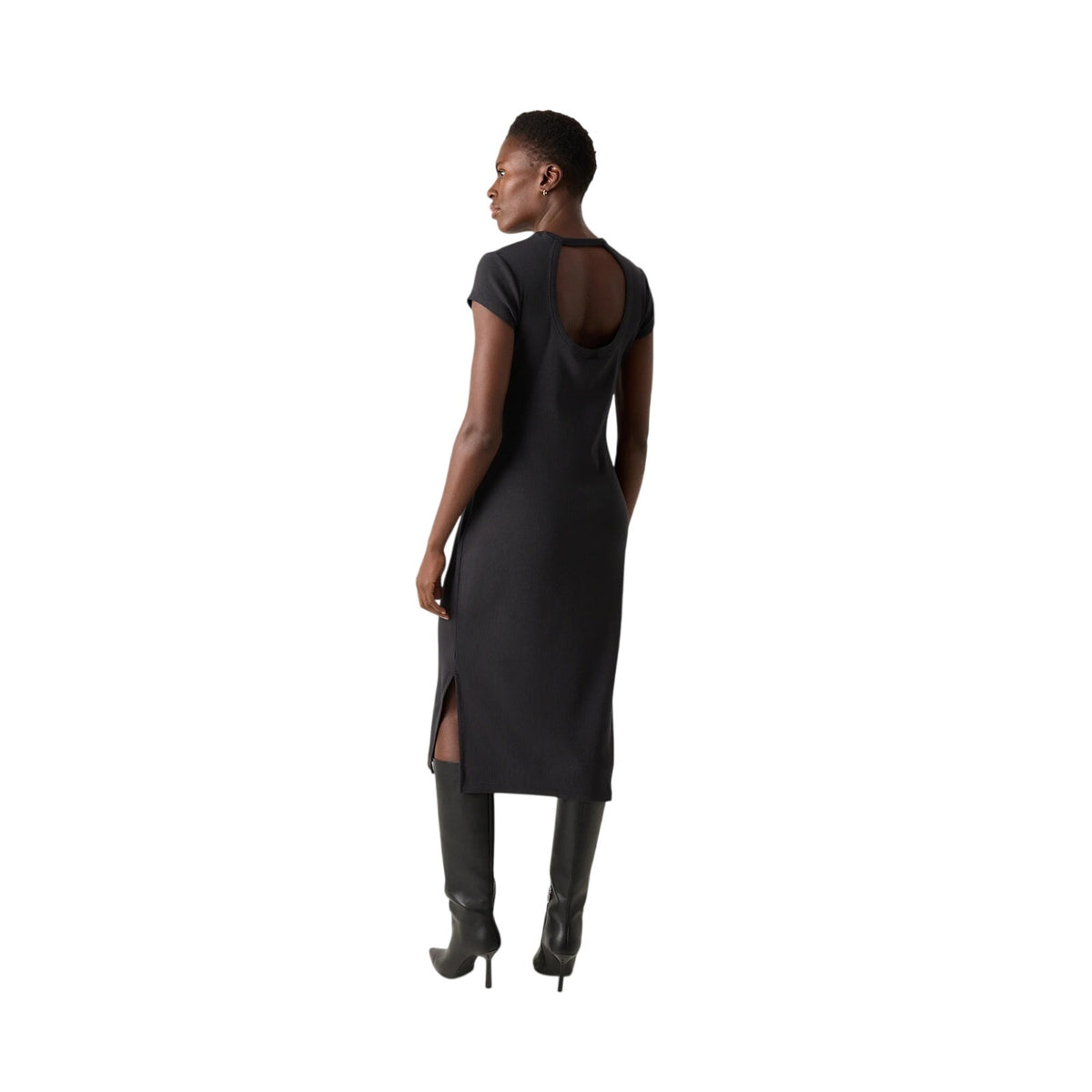 Hugo BOSS Orange Women's Elira Jersey Cutout Back Dress in Black
