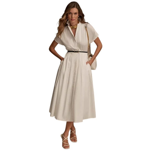 Donna Karan New York Women's Button-Front Shirtdress in White