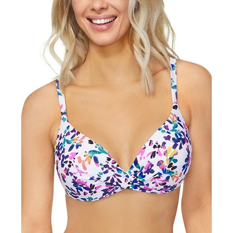 Island Escape Women's Gemini Floral-Print Push-Up Bikini Top