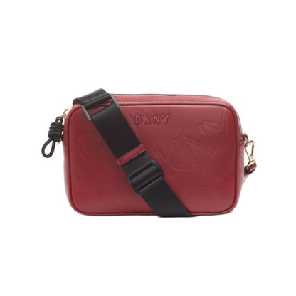 DKNY Red & Black Signature Embossed Leather Crossbody Bag, NWT!!