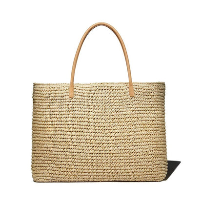 AQUA Extra-Large Woven Tote In Natural