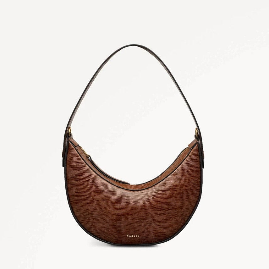 Radley London The Kensal Faux Lizard Small Ziptop Shoulder Bag In Medium Brown