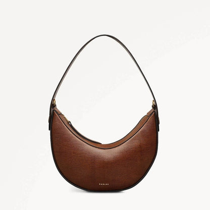 Radley London The Kensal Faux Lizard Small Ziptop Shoulder Bag In Medium Brown