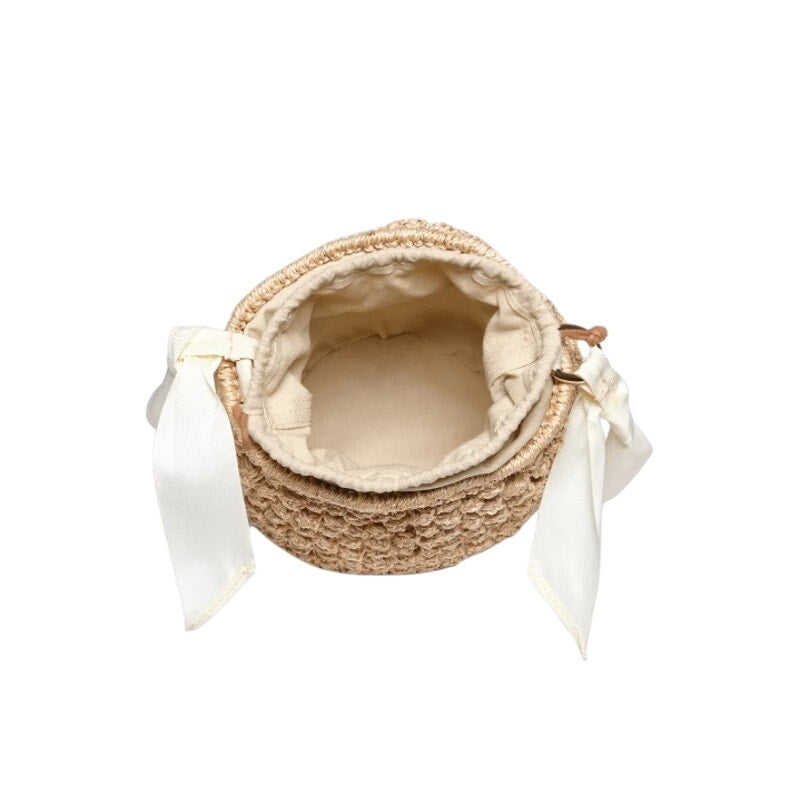 KAYU Odessa Small Straw Bucket Bag In Natural