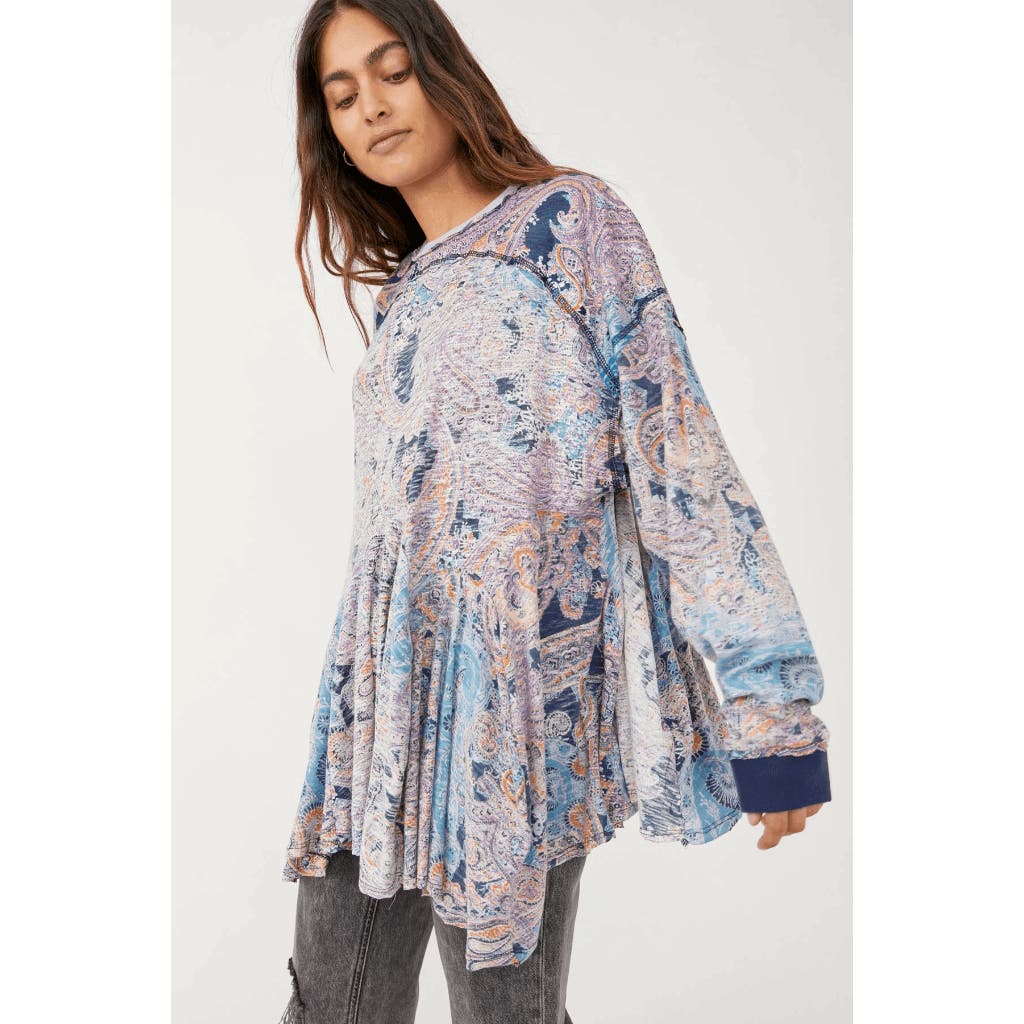 Free People Women's "Making Circles" Tunic, Moroccan Blue Combo