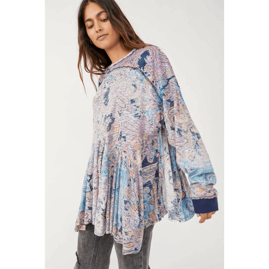 Free People Women's "Making Circles" Tunic, Moroccan Blue Combo, Size Small